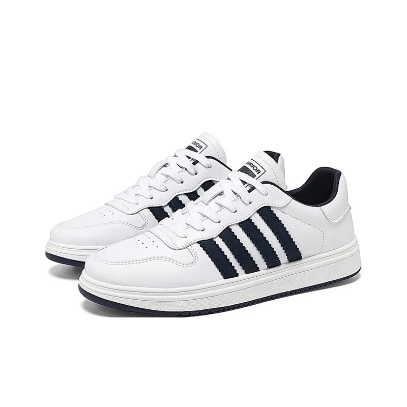 WARRIOR Skateboard Shoes Unisex Low Top White Navy Blue-2