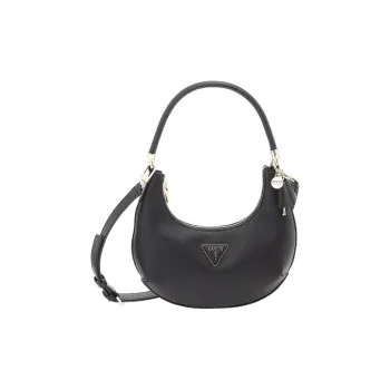 GUESS Polyurethane Crescent Moon Handbag Crossbody Bag Shoulder Bag Small Size Women's Black