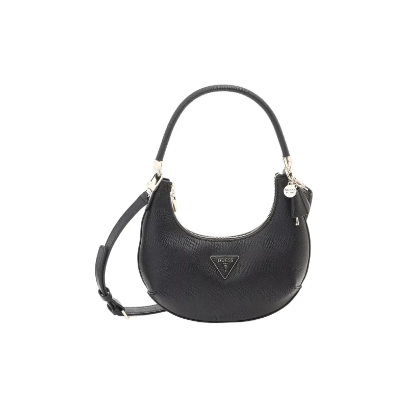GUESS Polyurethane Crescent Moon Handbag Crossbody Bag Shoulder Bag Small Size Women's Black-0