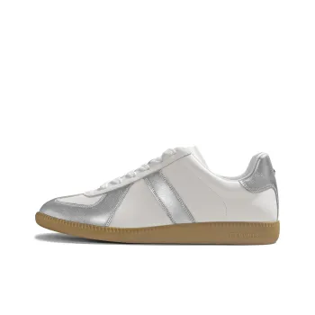 THOM WILLS German Army Trainers Abrasion Resistant Slip Resistant Low Top Skateboard Shoes Unisex Silver White