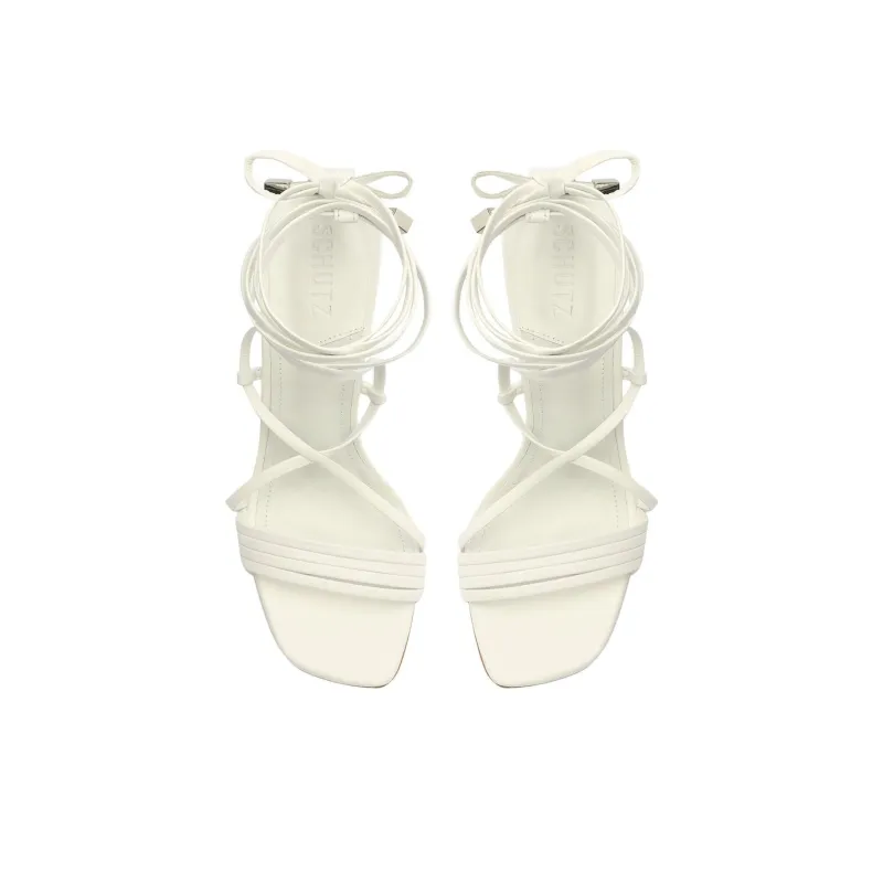 Schutz Glenna Strap Sandals 10cm Women's White-4