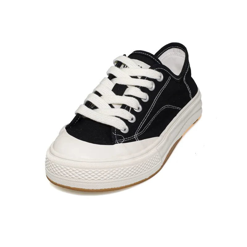 B10CROWN Anti Slip Wear Resistant Breathable Lightweight Low Top Canvas Shoes Women's Black-1