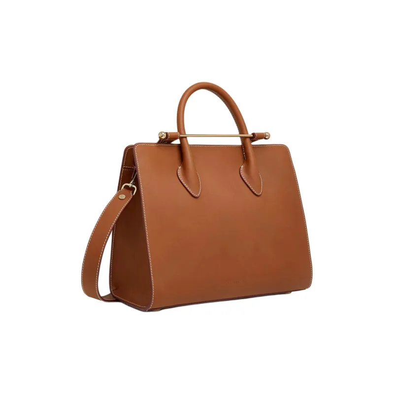 Strathberry Cow Leather Tote Bag Shopping Bag Shoulder Bag Crossbody Bag Handbag Medium Size Women's Tan-1