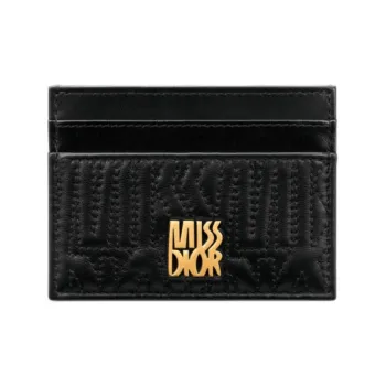 DIOR Miss Dior Lambskin Card Clip Card Holder Women's Black