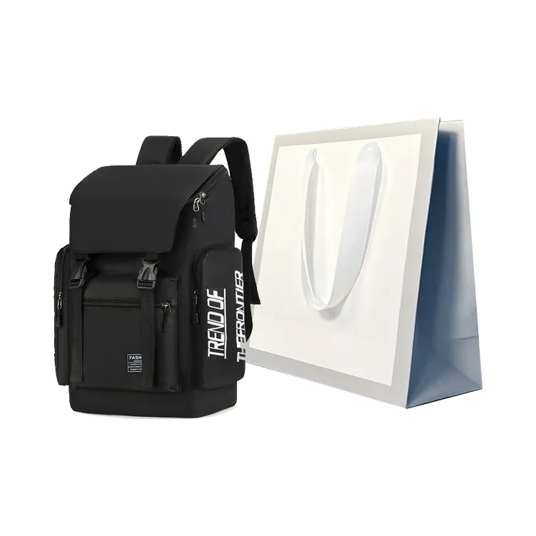 MingLu Oxford Travel Laptop Bag Backpack Regular Unisex Black/Gray-19