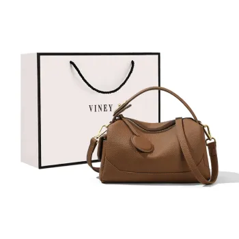 VINEY Cow Leather Handbag Crossbody Bag Shoulder Bag Regular Women's Dark Brown