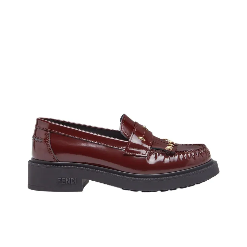 FENDI Filo Loafers 4cm Women's Burgundy-1