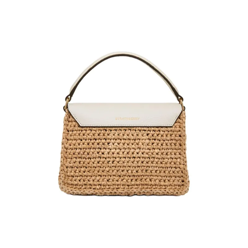 Strathberry Grained Calfskin Pinyali Grass Shoulder Bag Crossbody Bag Handbag Nano Women's White & Natural-2