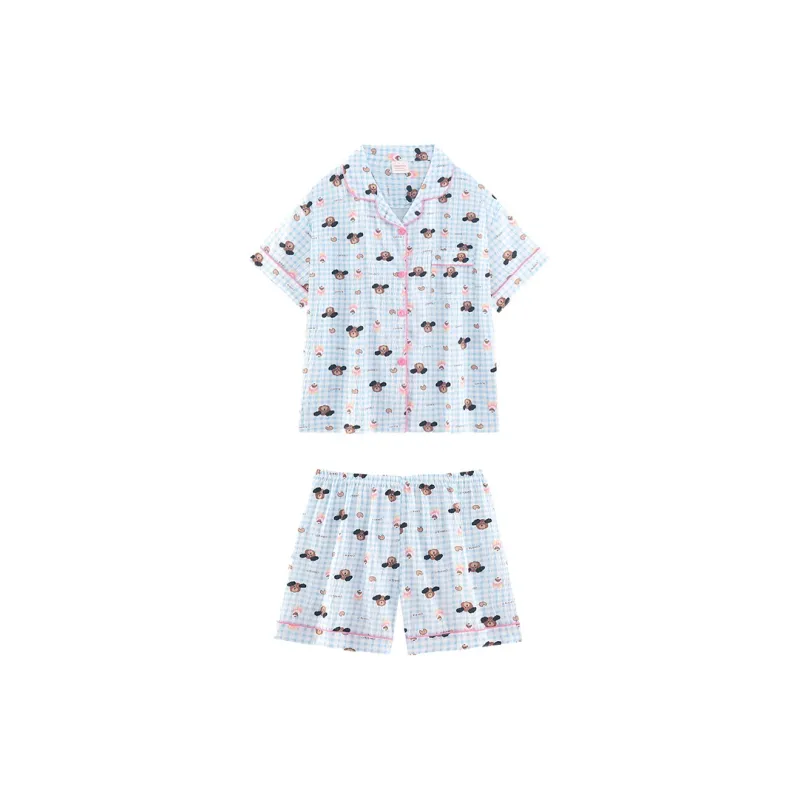 YUZHAOLIN Pajama Set Women's Light Blue-0