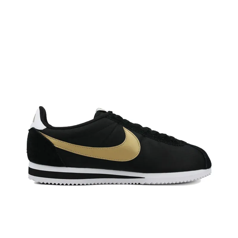 Nike Classic Cortez Anti Slip Wear Resistant Low Top Skateboard Shoes Unisex Black Gold-1