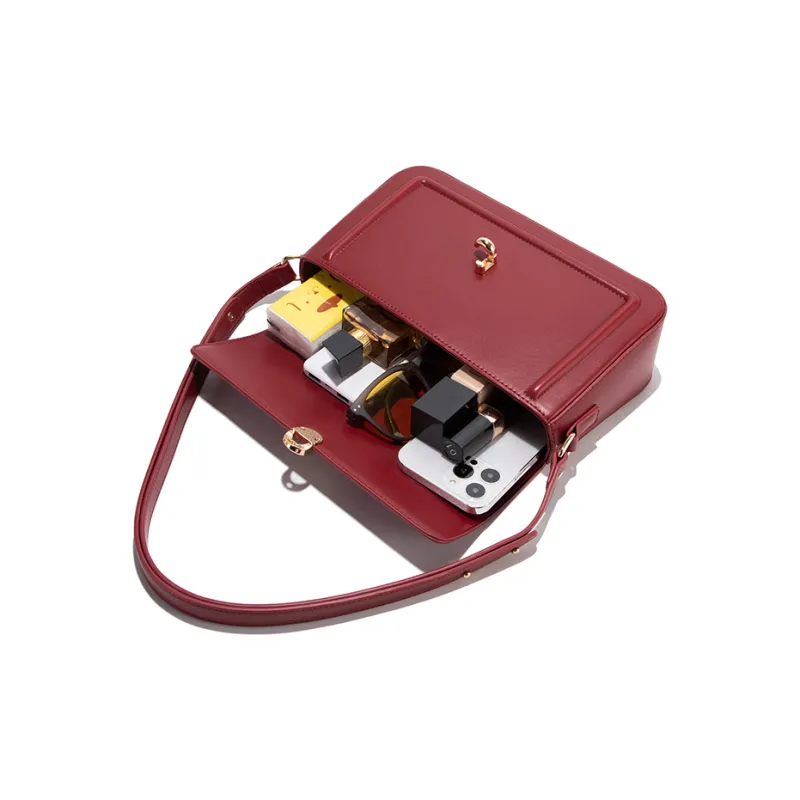 CLEVER& KETCH Fine Fabric Crossbody Shoulder Bag Regular Women's Red/Coffee-3