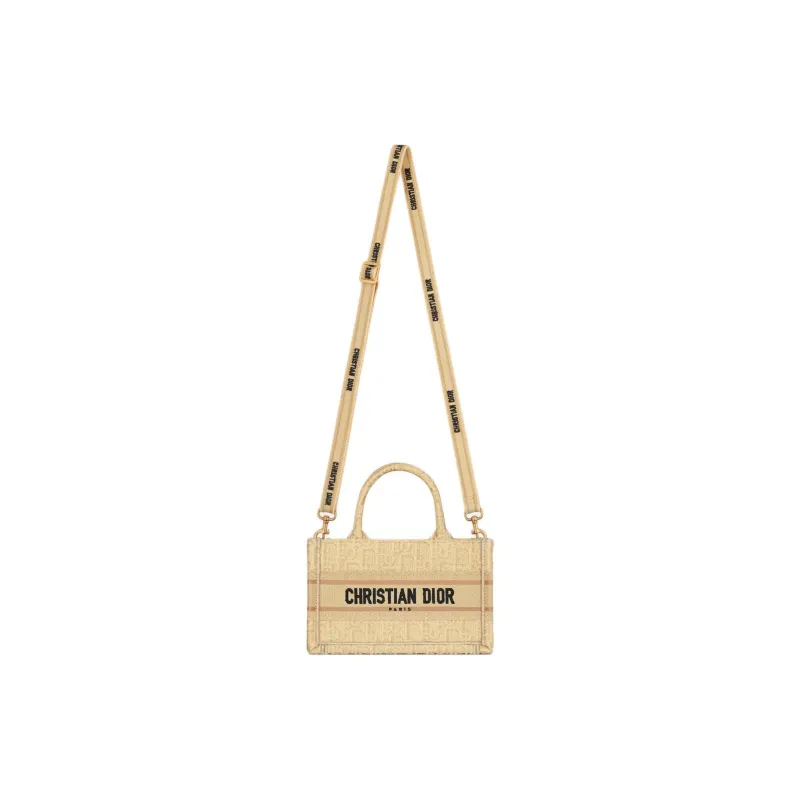 DIOR Raffia Fiber Tote Bag, Shopping Bag, Shoulder Bag, Crossbody Bag, Handbag Mini Women's Beige-1