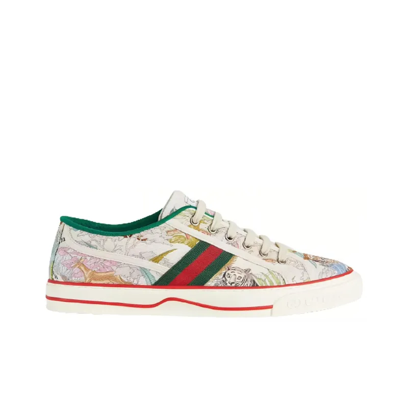 GUCCI Tennis 1977 Tiger Year Collection Low Top Stylish Skateboarding Shoes Men's Ivory White-1