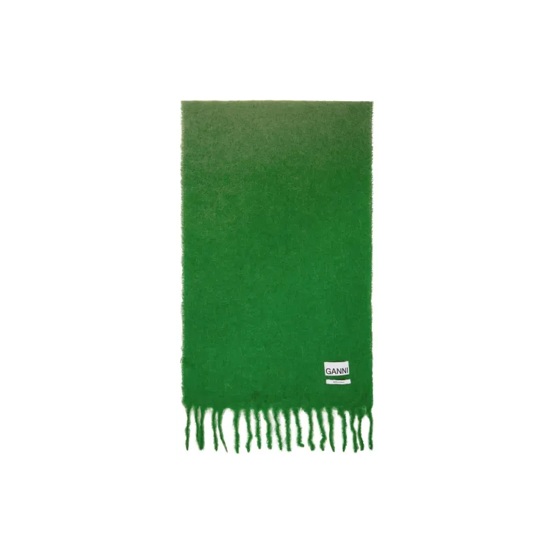 GANNI Mohair Knit Scarves Women's Yellow/Green-1