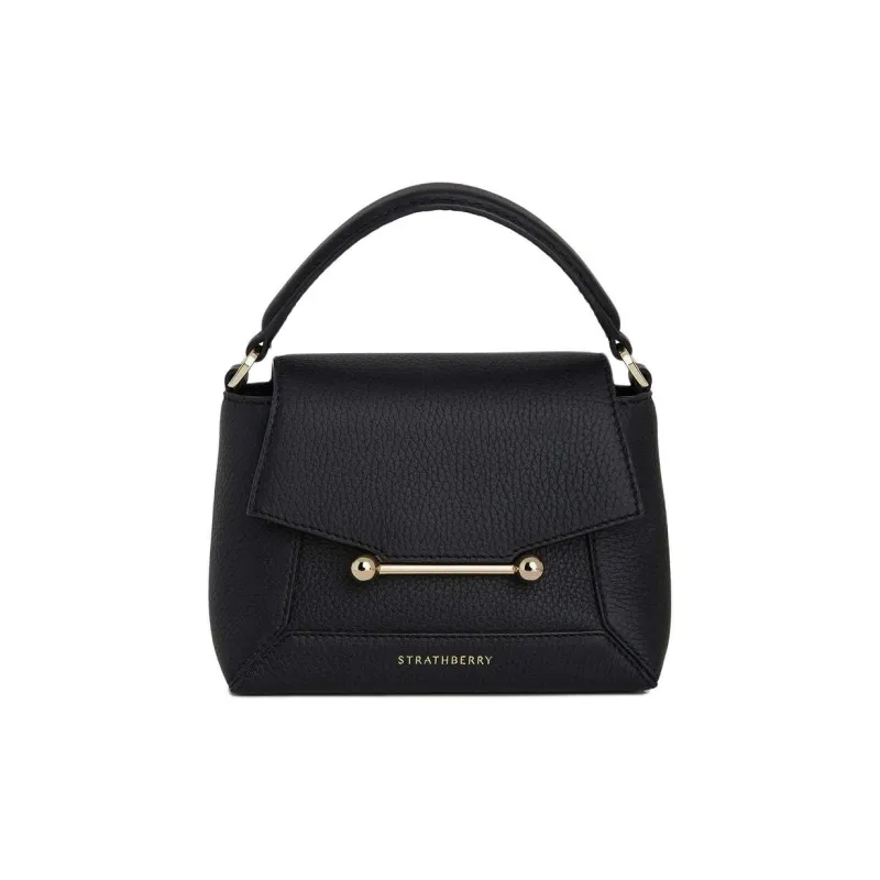 Strathberry Grained Calfskin Shoulder Bag Crossbody Bag Handbag Nano Women's Black-0