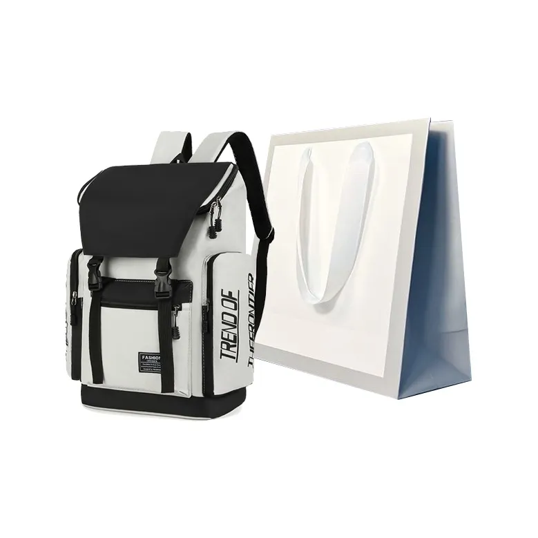 MingLu Oxford Travel Laptop Bag Backpack Regular Unisex Black/Gray-21