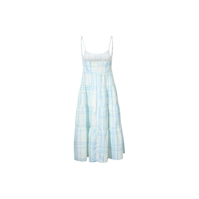 Zukizuki Slip Dresses Women's Green Plaid-1