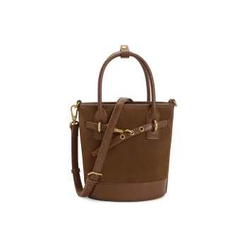BELLE Cow Leather With Artificial Leather One Shoulder Handbag Medium Size Women's Brown/Green