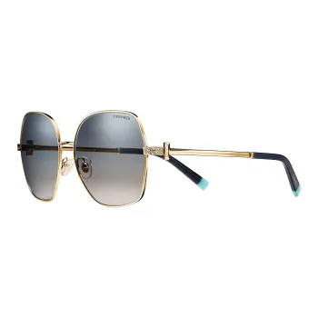 TIFFANY & CO. Metal Crystal Irregular Shape Sunglasses Unisex Gold
