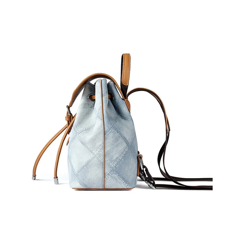 TUCANO PU Leather University Student Everyday Backpack Regular Women's Denim Blue-3