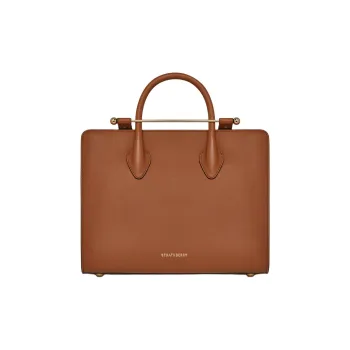 Strathberry Calfskin Tote Bag Shopping Bag Shoulder Bag Crossbody Bag Handbag Medium Size Women's Chestnut Brown