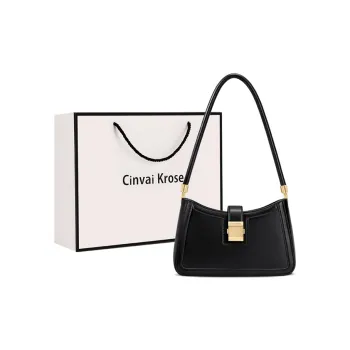 Simvay Clos Cow Leather Shoulder Bag Portable Baguette Bag Shoulder Bag Small Size Women's Cream White/Black