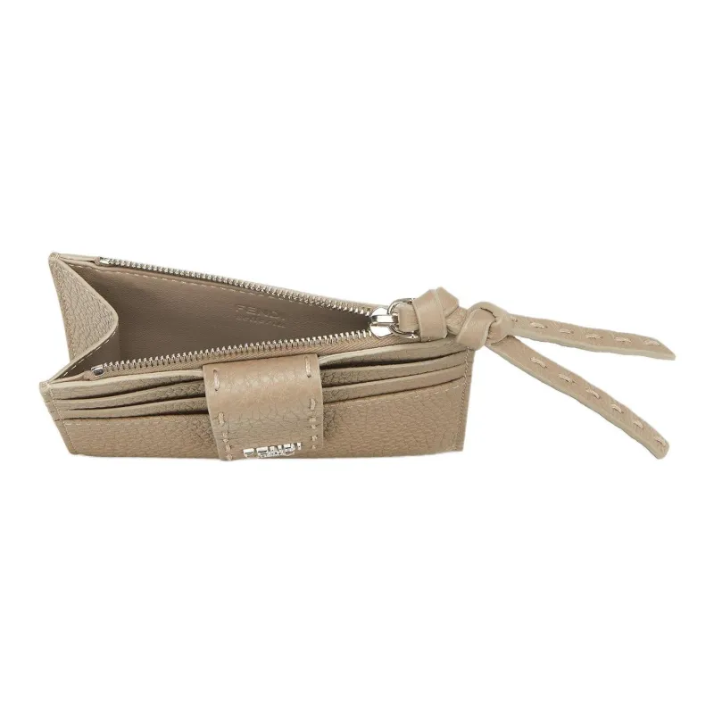 FENDI FF Leather Card Holder Regular Women's Dove Gray-2