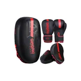 Boxing Gloves+Hand Target 2 Pack+Kick Pads 1 Pack (Black Red)