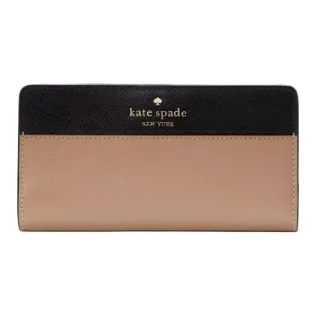 Kate Spade Saffiano Leather Wallet Large Size Women's Brown & Black