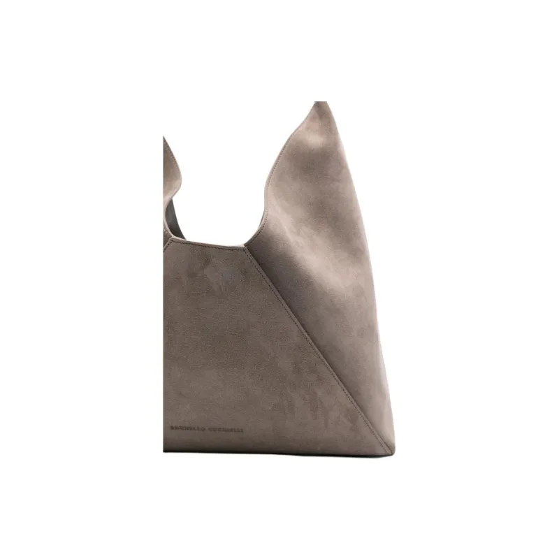 Brunello Cucinelli Logo Detailed Open Top Shoulder Bag-2