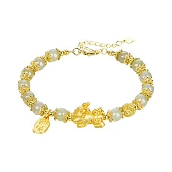 MAMADESHOUHU Bracelets Pale Greenish-White Jade Women's