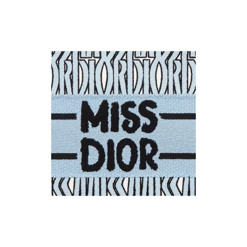 DIOR BookTote Embroidery Tote Bag Shopping Bag Handbag Medium Size Women's Light Blue & Black-3