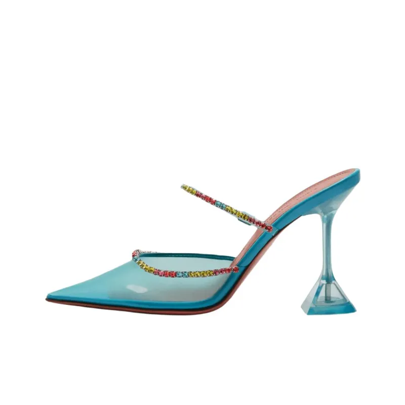 AMINA MUADDI Closed Toe Slippers 9.5cm Women's Light Blue-0
