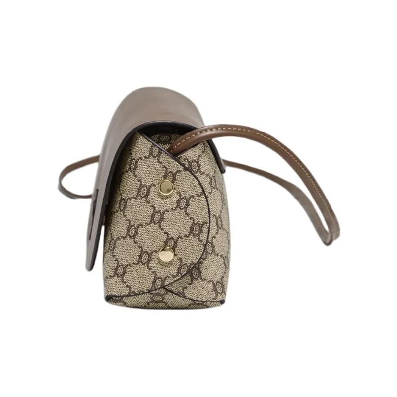 Marino Orlandi Synthetic Leather Crossbody Bag, Shoulder Bag Medium Size Women's Khaki/Coffee-2