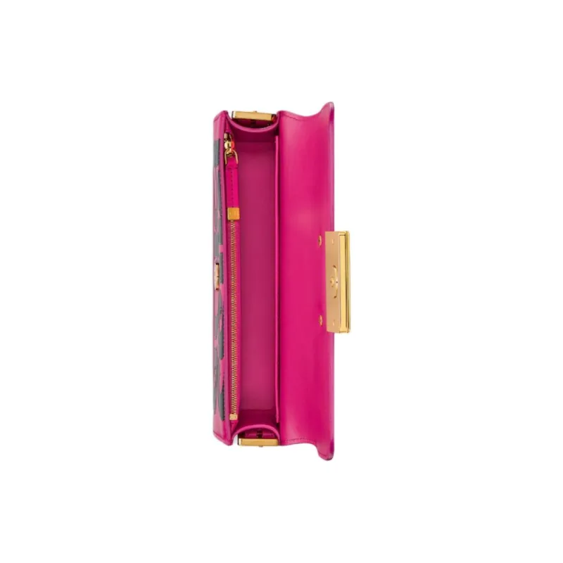 DIOR Miss Dior Calfskin Handbag Shoulder Bag Women's Fuchsia & Black-4