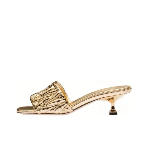 MIU MIU Slide Slippers Women's Gold