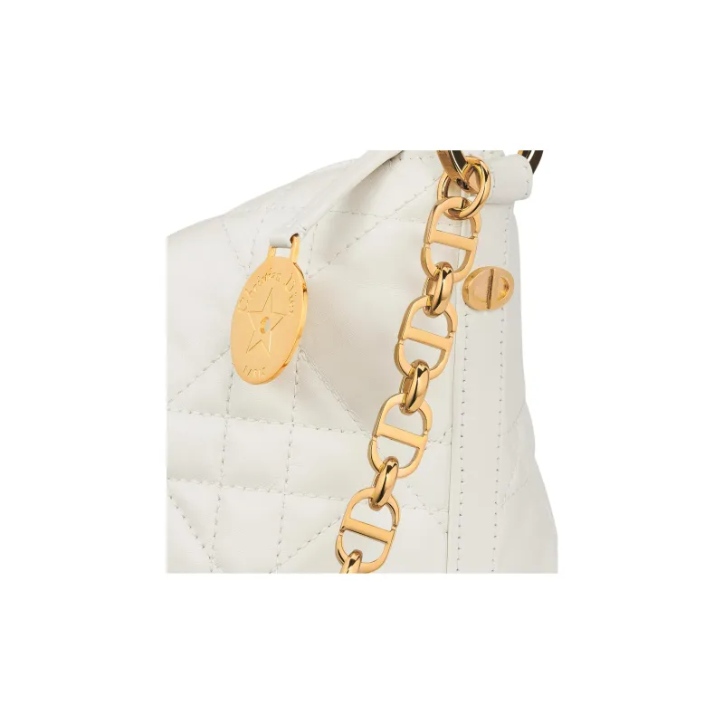 DIOR Lambskin One Shoulder Handbag Women's White-5