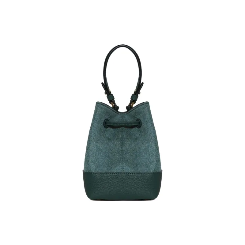 Strathberry Calfskin With Cashmere Blend Bucket Bag Handbag Shoulder Bag Crossbody Bag Women's Green-2