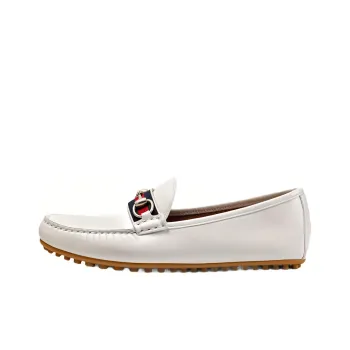 GUCCI Stripe Leather Flat Men White