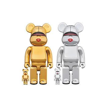 Bearbrick X Tyga X Hajime Sorayama 100% & 400% Set Silver