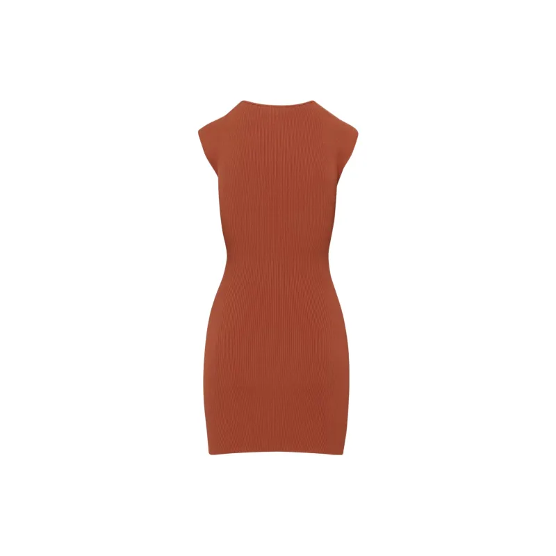 ARITZIA Wilfred Free Cut-Out Knit Mini Dress Short-Sleeved Dresses Women's Copper Red-1