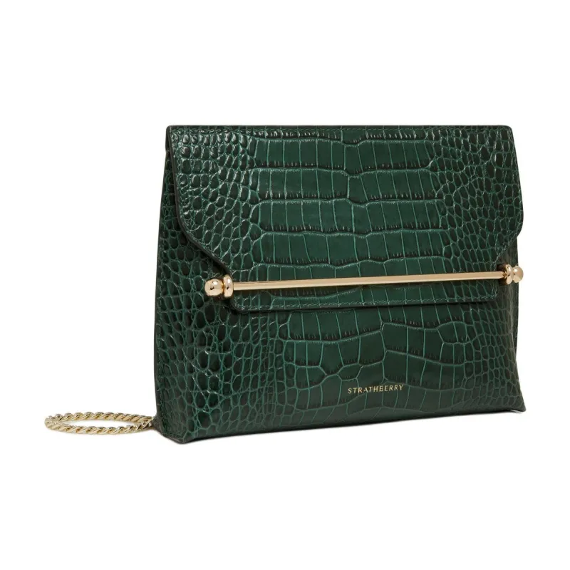 Strathberry Calfskin Shoulder Bag Crossbody Bag Large Size Women's Green-1