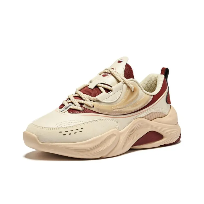 Erke Kirin 3.0 Wear resistant And Lightweight Low Top Casual Shoes Women's Warm Linen Bordeaux Red-2