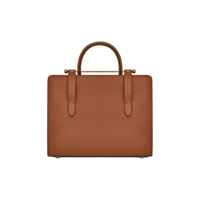 Strathberry Calfskin Tote Bag Shopping Bag Shoulder Bag Crossbody Bag Handbag Medium Size Women's Chestnut Brown-2