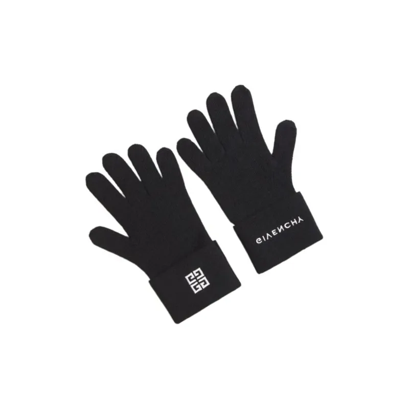 GIVENCHY Wool Cashmere Knit Gloves Men's Black-1