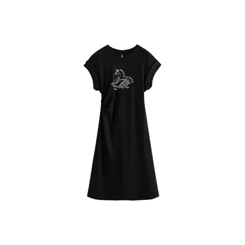 Initial language Sleeveless Dresses Women's Black