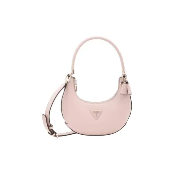 GUESS Polyurethane Crescent Bag Portable Crossbody Bag Shoulder Bag Small Size Women's Light Pink