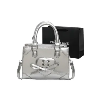 PINK·LAND PU Handbag Regular Women's Silver/Ecru/Burgundy/Black