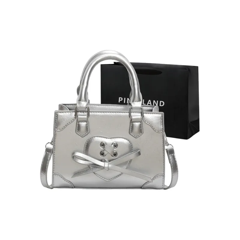 PINK·LAND PU Handbag Regular Women's Silver/Ecru/Burgundy/Black-0