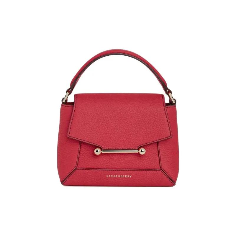 Strathberry Grained Calfskin Shoulder Bag Crossbody Bag Handbag Nano Women's Red-0